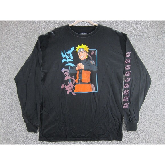 Naruto Anime Shirt Mens XL Shippuden Long Sleeve Retro Black 20th Anniversary - Picture 1 of 7